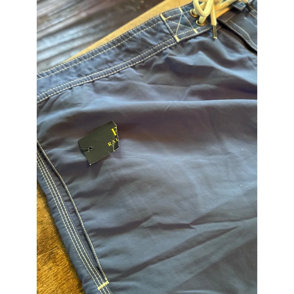 NWT Polo Ralph Lauren Swim Trunks XXL Blue Cargo Pocket Contrast Stitch Preppy
